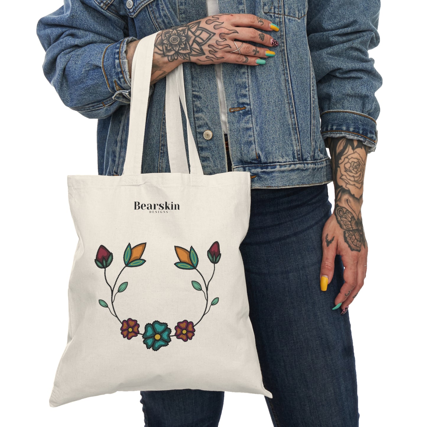 Strawberry Florals  - Natural Tote Bag