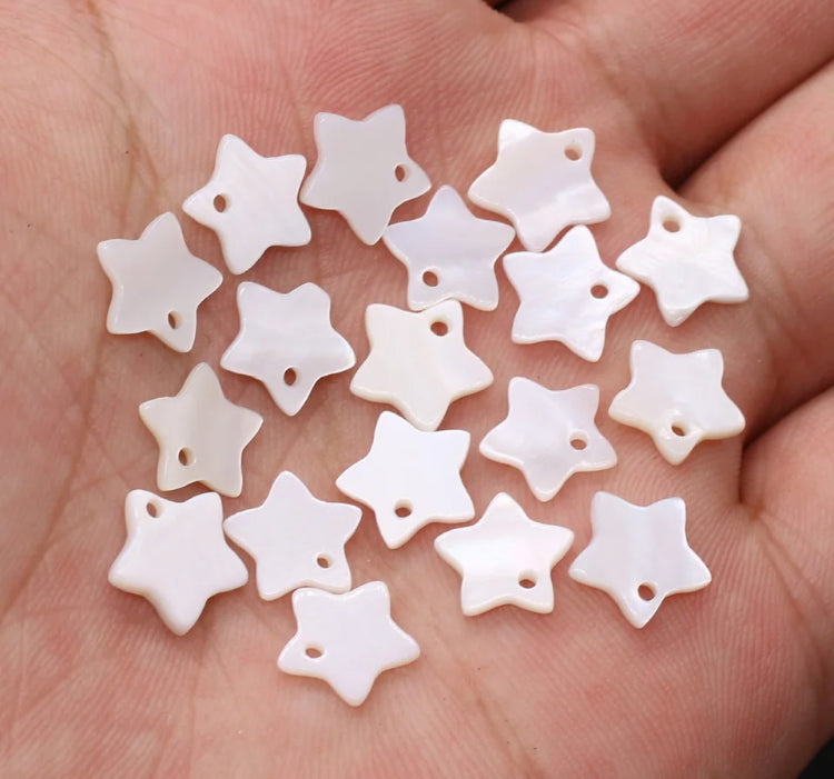 Mother of Pearl Star Charms 12x12mm 6pcs