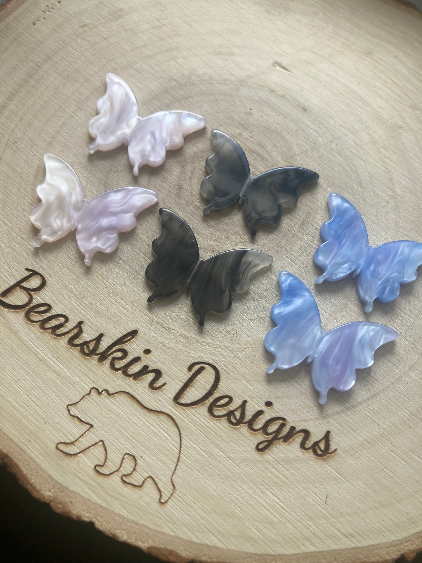 Smokey Acrylic Butterfly Cabs 29x22mm