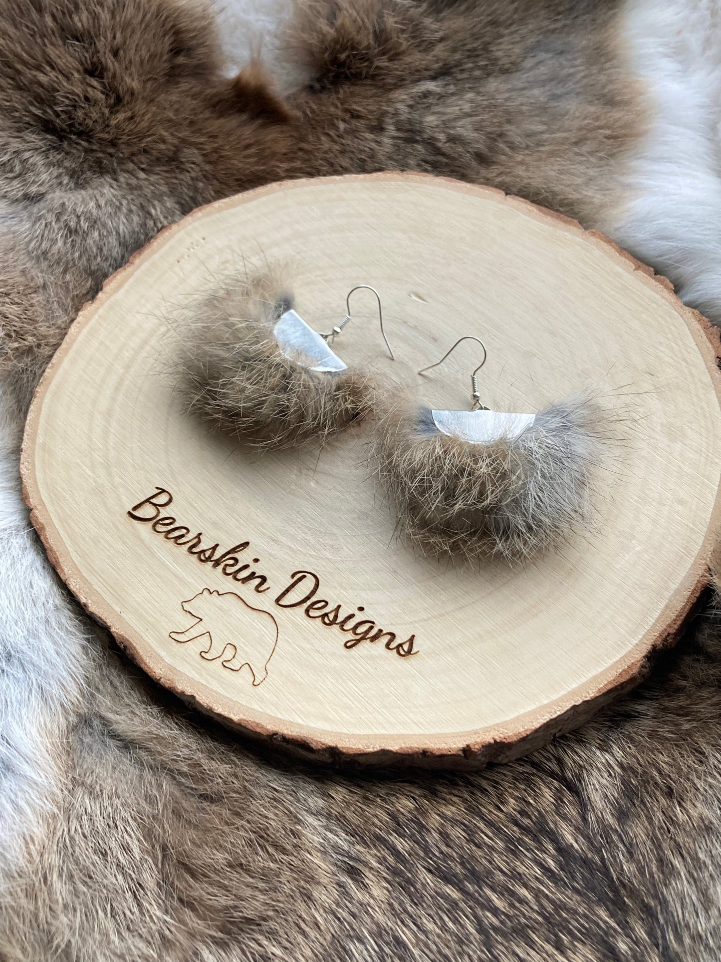 Hypoallergenic- Rabbit Fur Fan Earrings