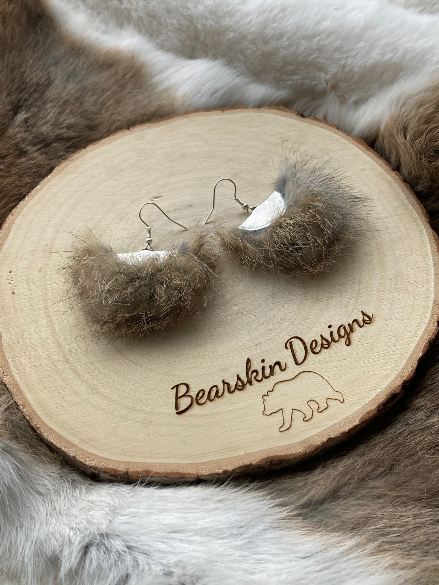 Hypoallergenic- Rabbit Fur Fan Earrings