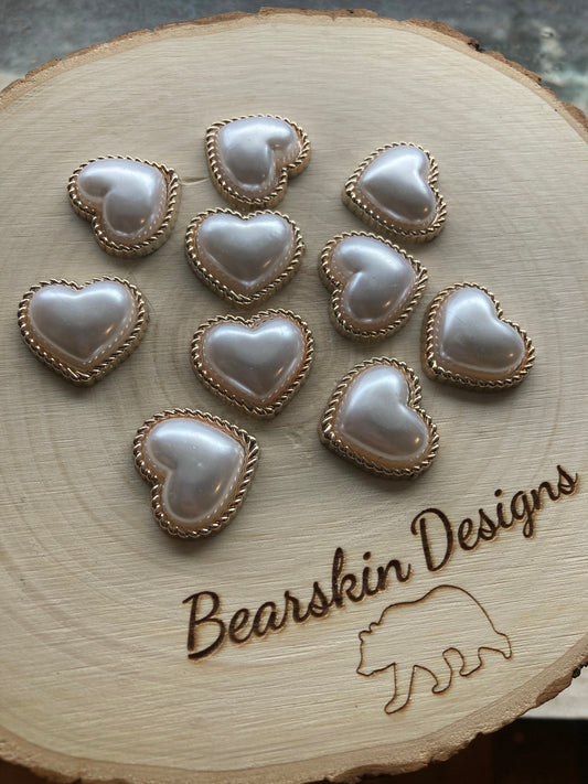 Vintage Styled - Pearl Hearts 24x22mm