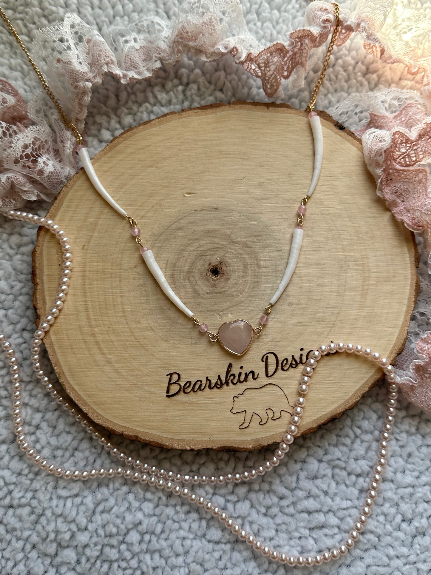 Love Struck - Rose Quartz & Dentalium Necklace