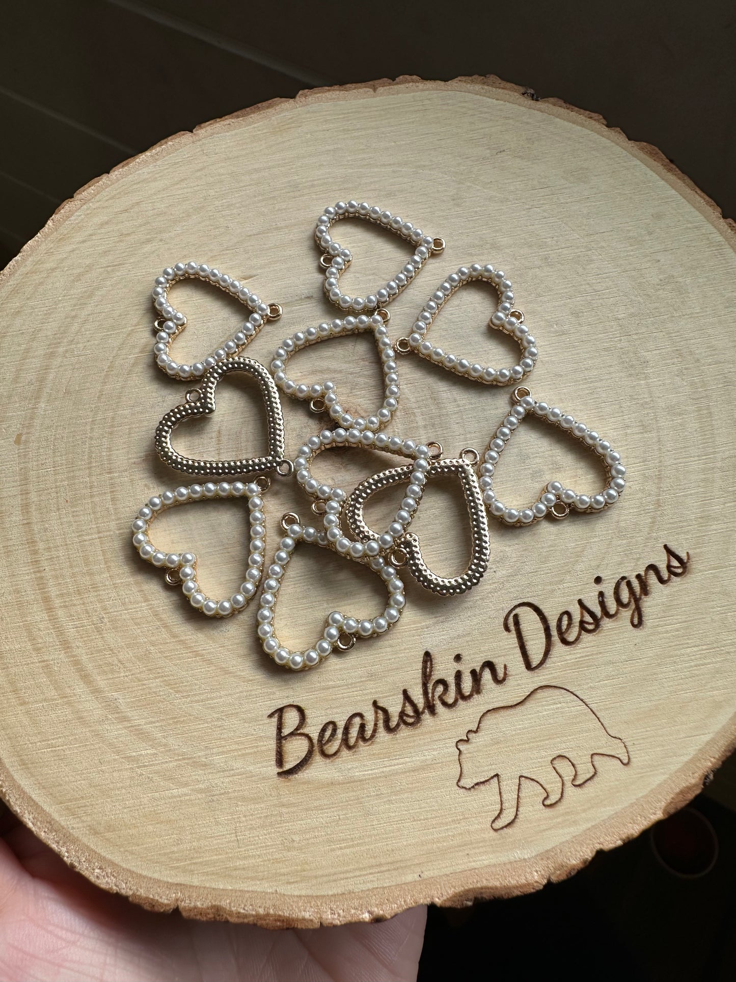 Pearl Heart Connector Charms