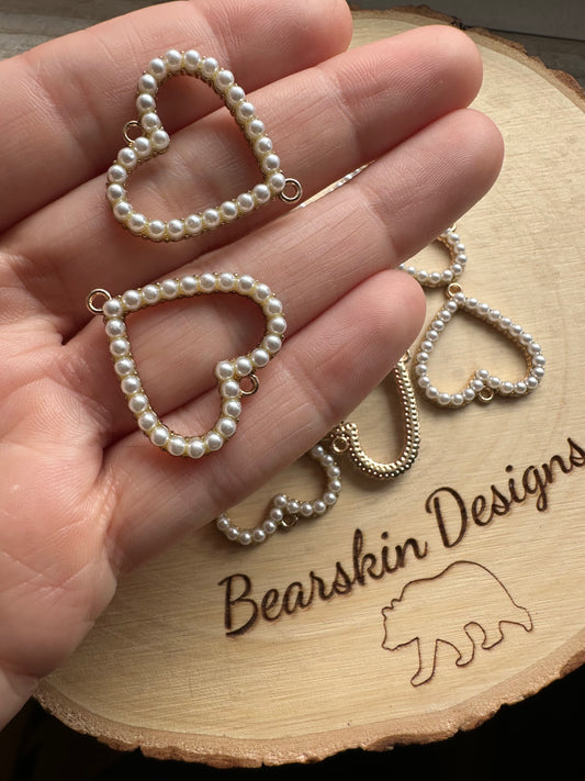 Pearl Heart Connector Charms