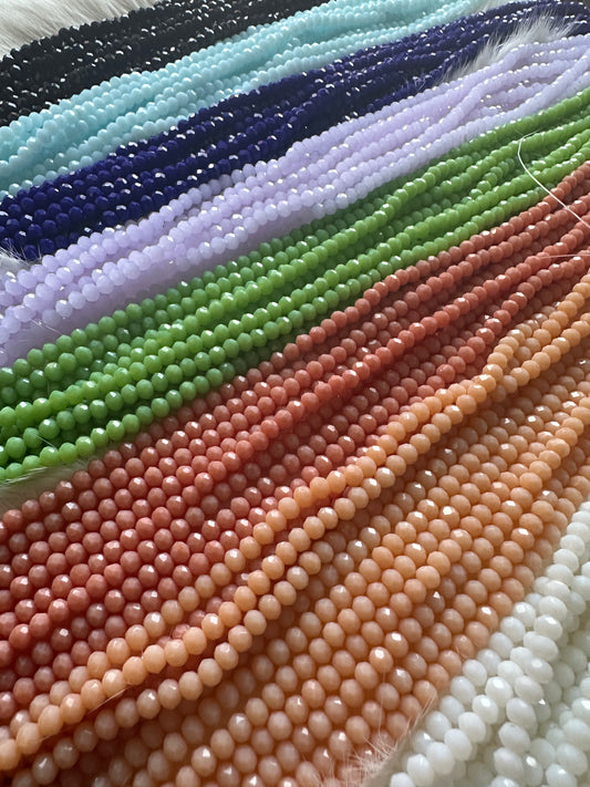 4mm Faceted Opaque Glass Rondelles (1 strand/9g)