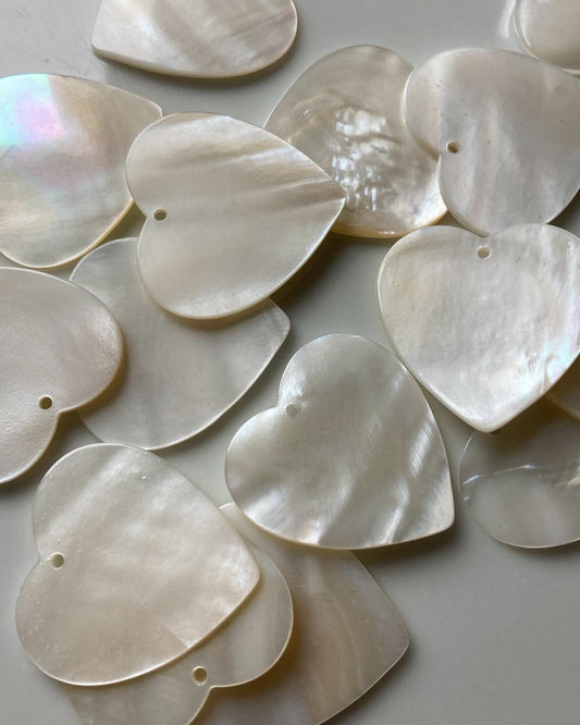 Mother Of Pearl Heart Cabs / Charms