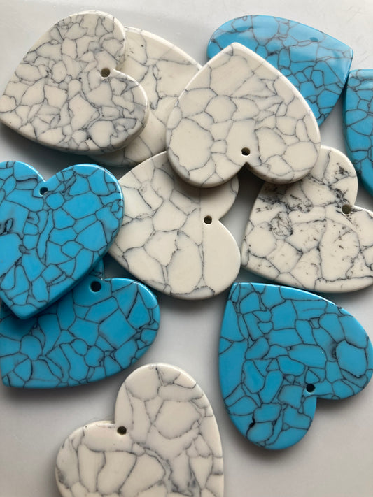 Acrylic Faux Turquoise Hearts 30mm